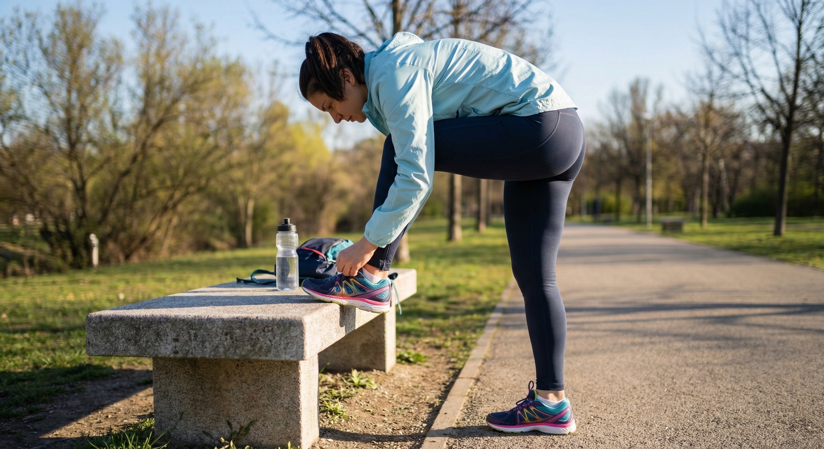 Person tying running shoes