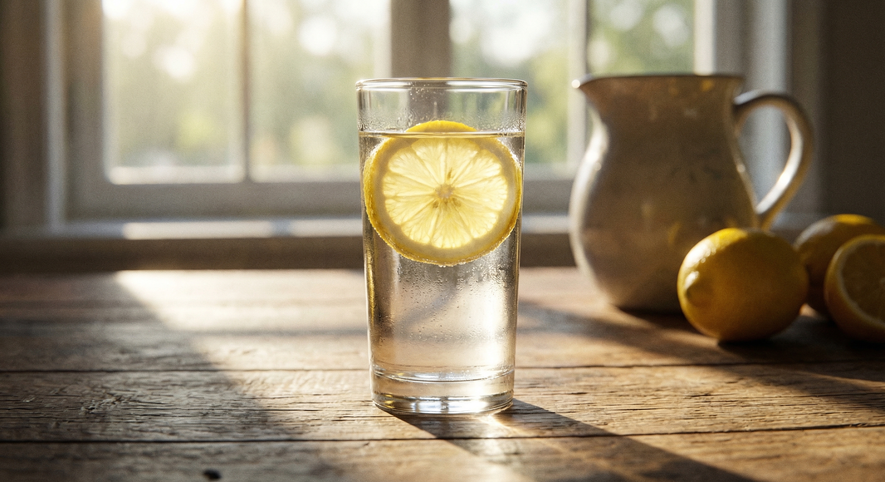 Glass of water with lemon
