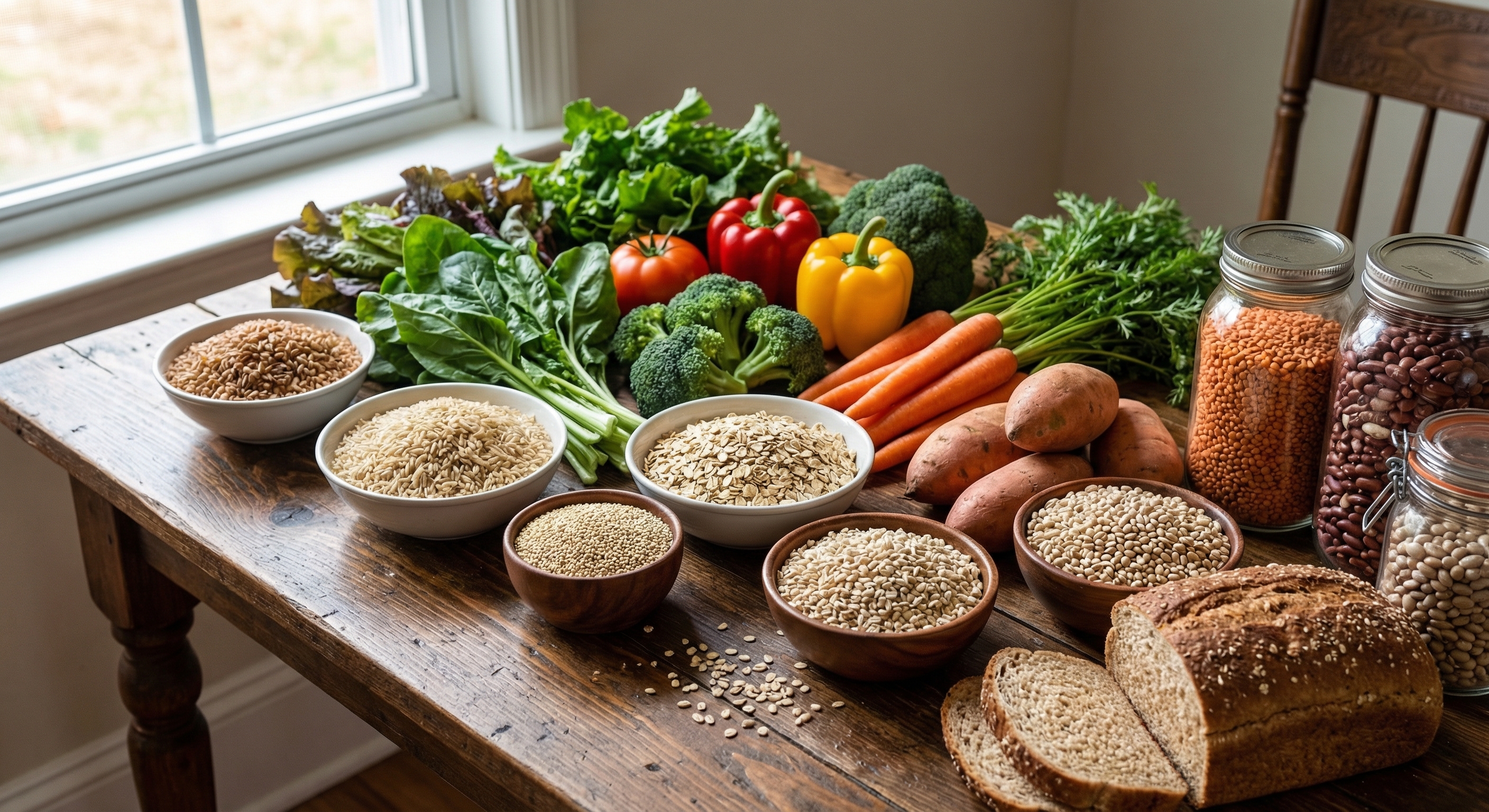 Whole grains and vegetables