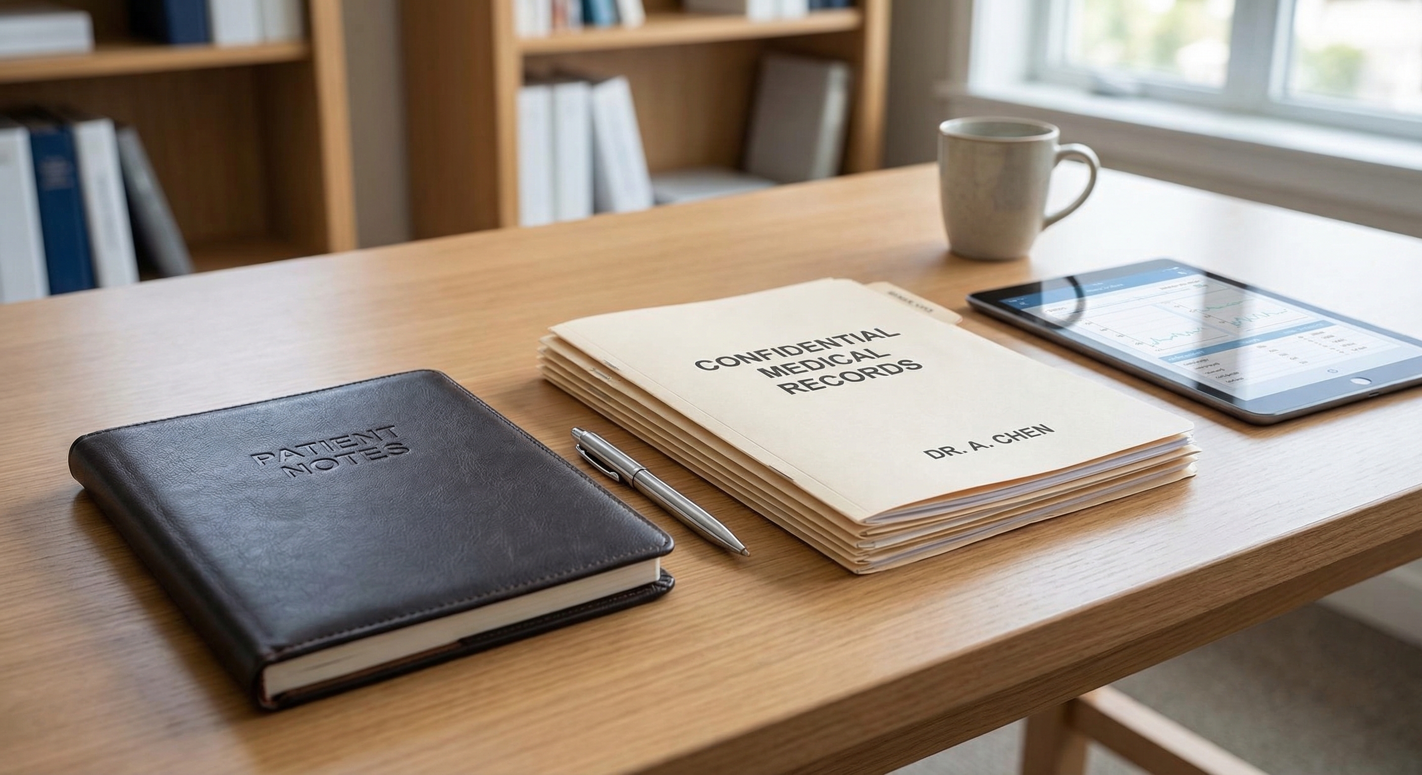 Notebook and pen on desk